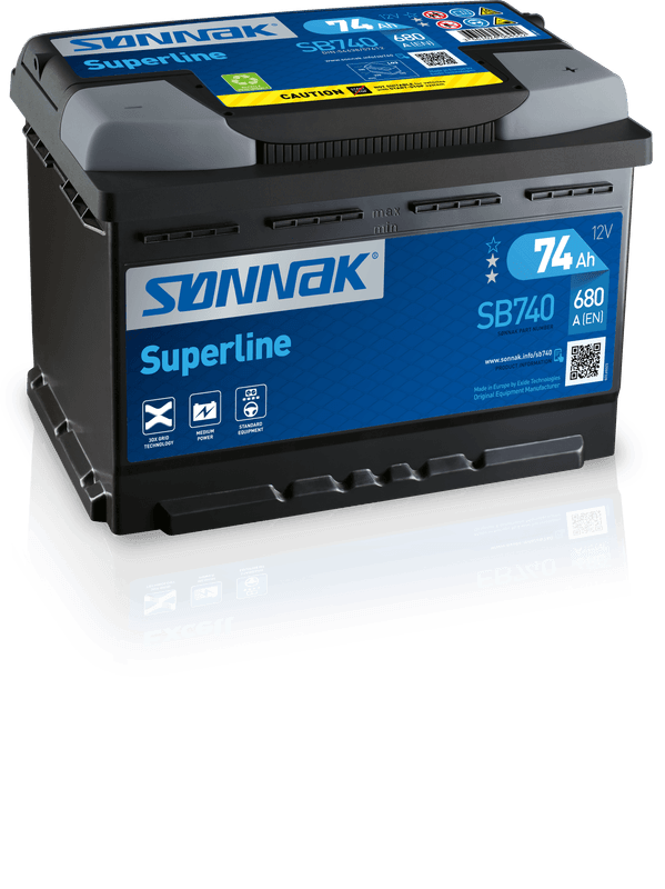 Sønnak Superline SB740 74Ah. Kaldstart: 680 EN – CCA